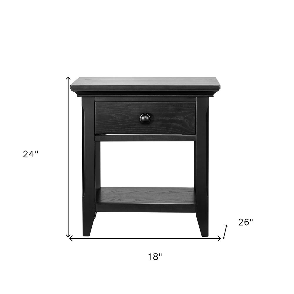 24" Black One Drawer Nightstand. Picture 6