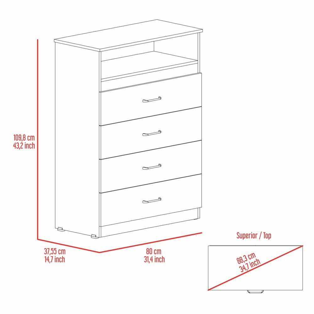 47" White Four Drawer Dresser. Picture 8