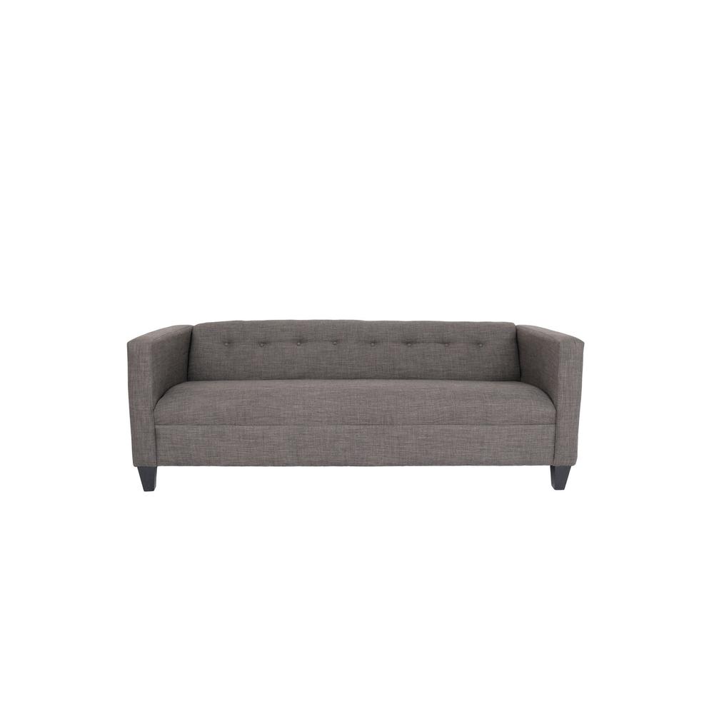 80" Charcoal Polyester And Dark Brown Sofa. Picture 4