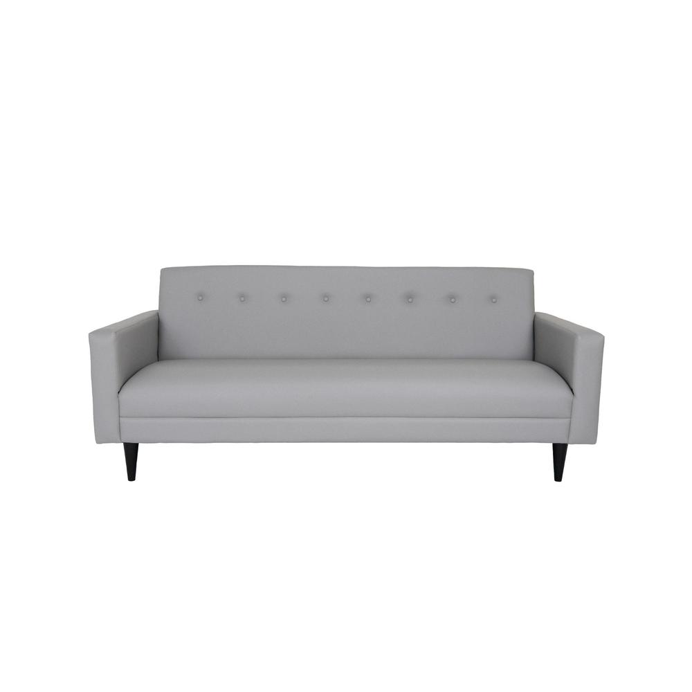 80" Gray Faux Leather And Black Sofa. Picture 1