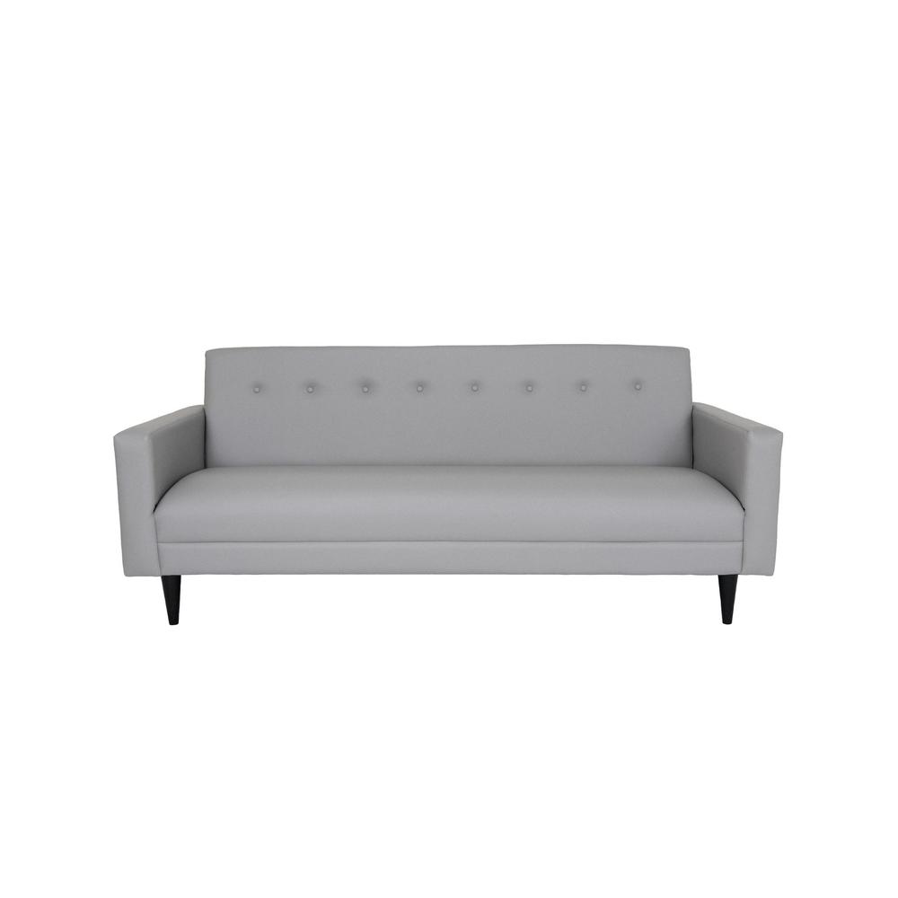 80" Gray Faux Leather And Black Sofa. Picture 4