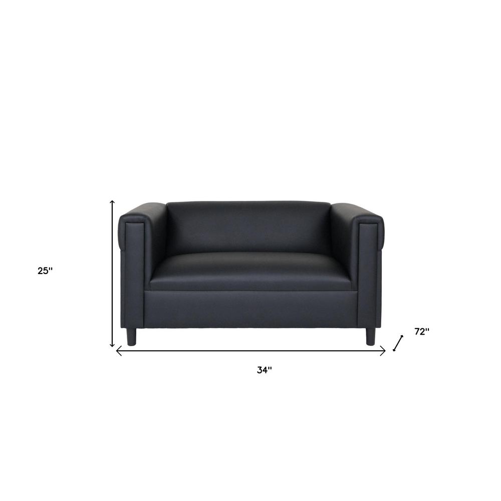 72" Black Faux leather Love Seat. Picture 4