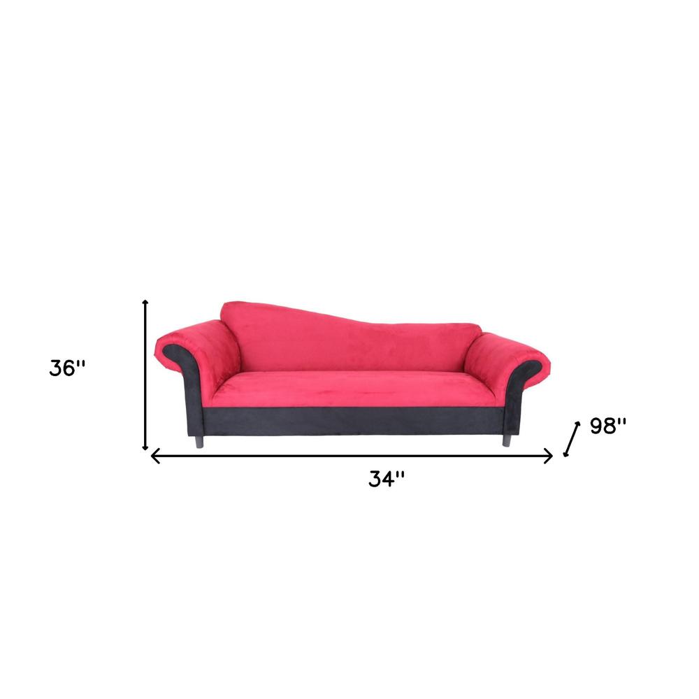 98" Red Velvet And Black Settee. Picture 5