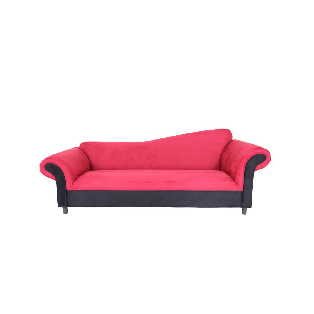 98" Red Velvet And Black Settee. Picture 4