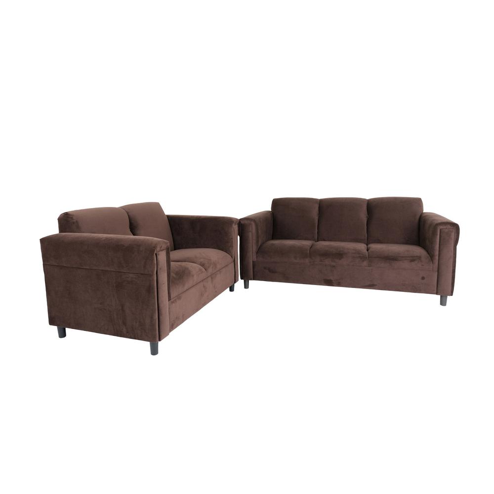 Two Piece Dark Brown Five Person Seating Set. Picture 5