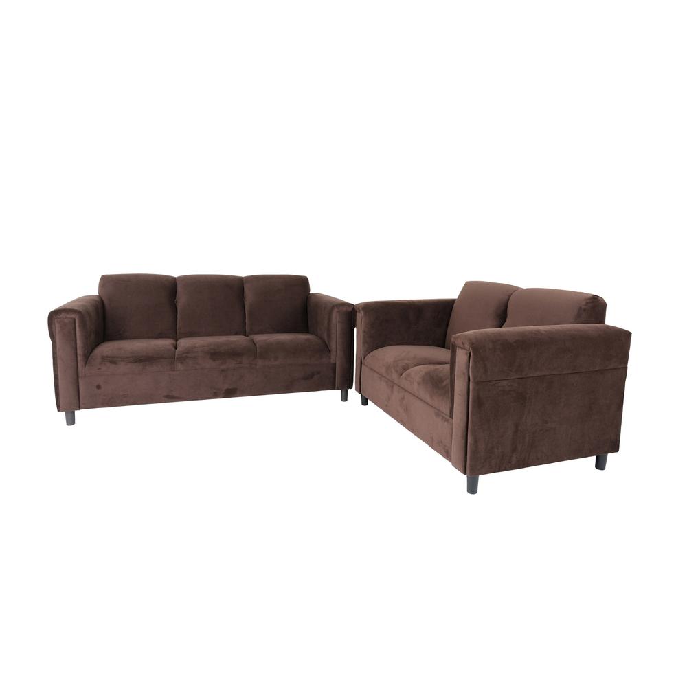 Two Piece Dark Brown Five Person Seating Set. Picture 1