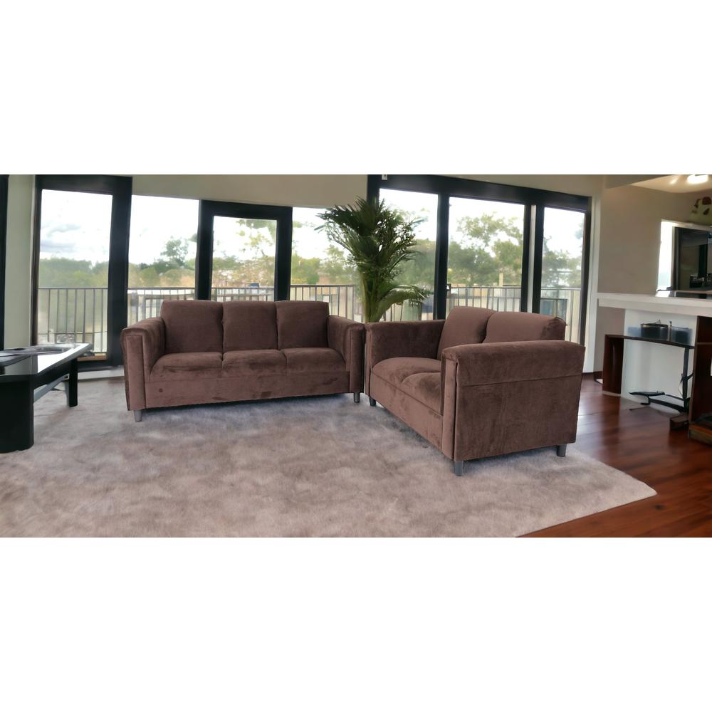 Two Piece Dark Brown Five Person Seating Set. Picture 2