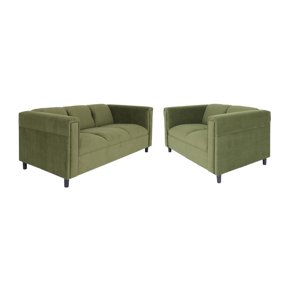 Two Piece Green Five Person Seating Set. Picture 1