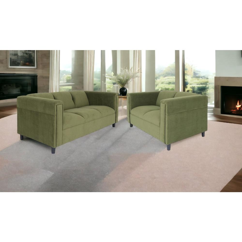 Two Piece Green Five Person Seating Set. Picture 4