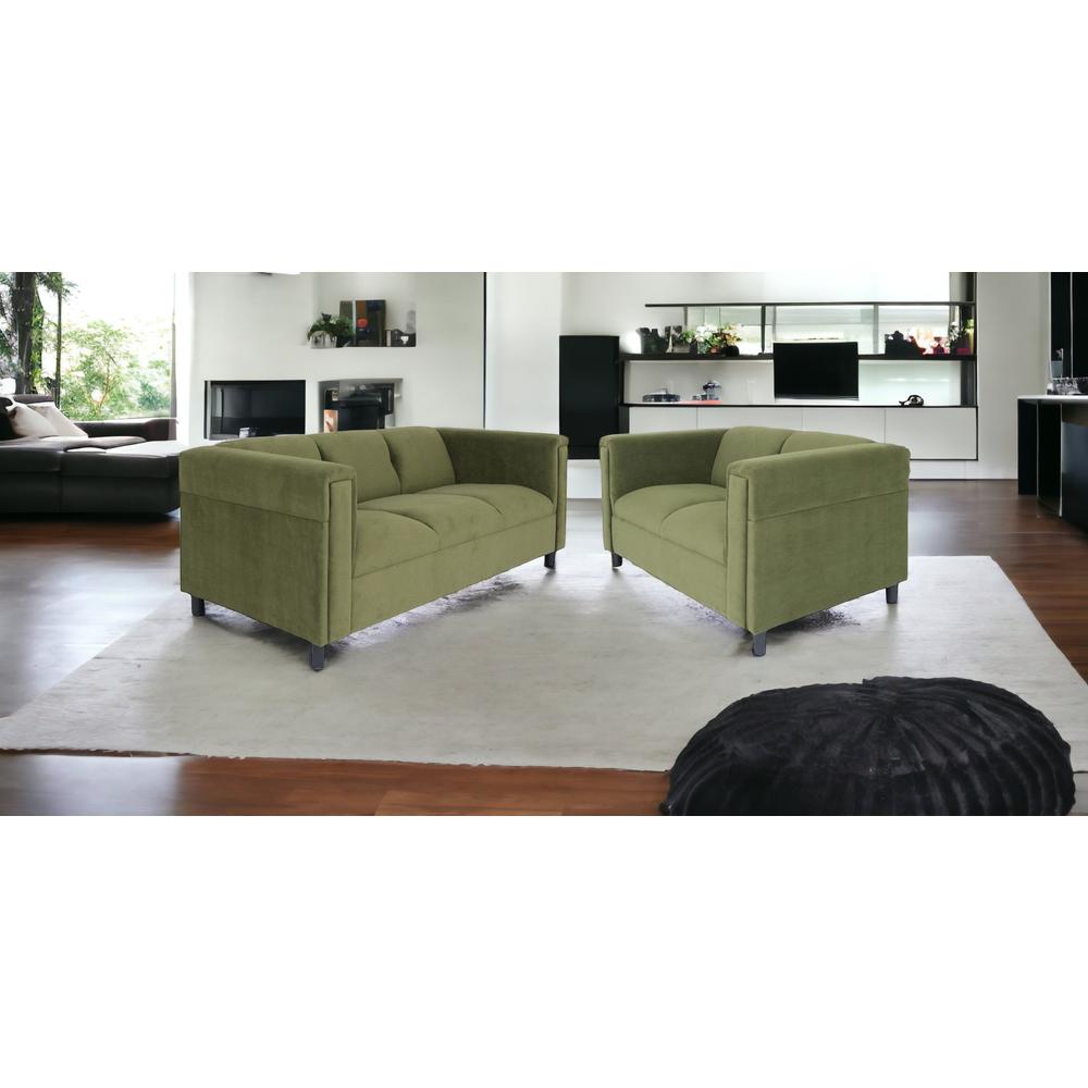 Two Piece Green Five Person Seating Set. Picture 5