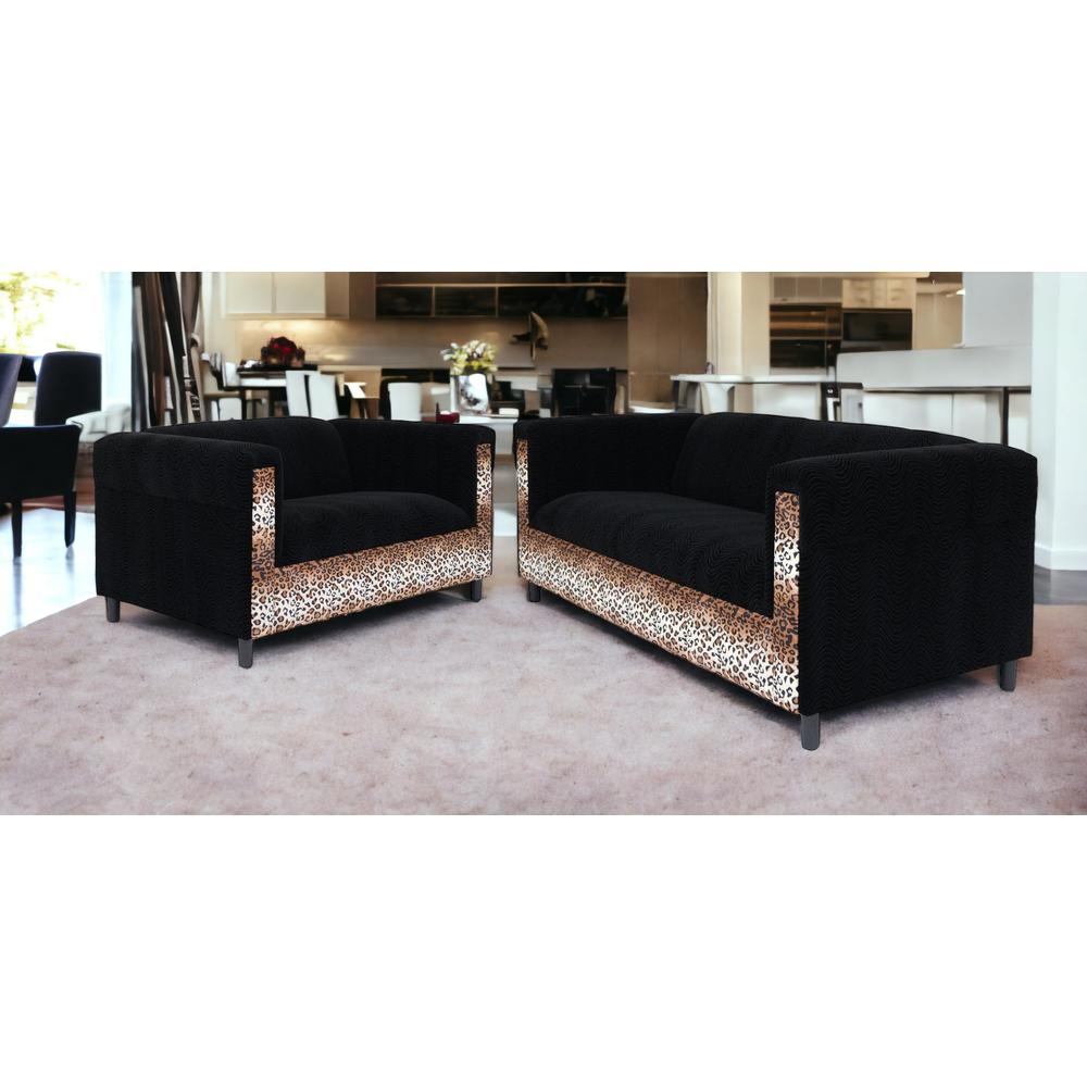 Two Piece  Leopard and Black Five Person Seating Set. Picture 4