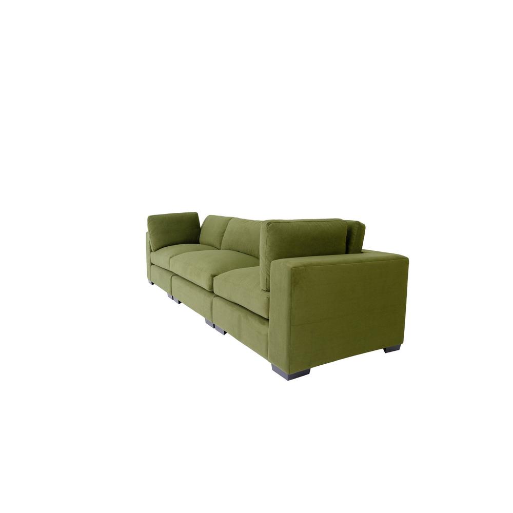 126" Moss Green Microfiber And Dark Brown Sofa. Picture 1