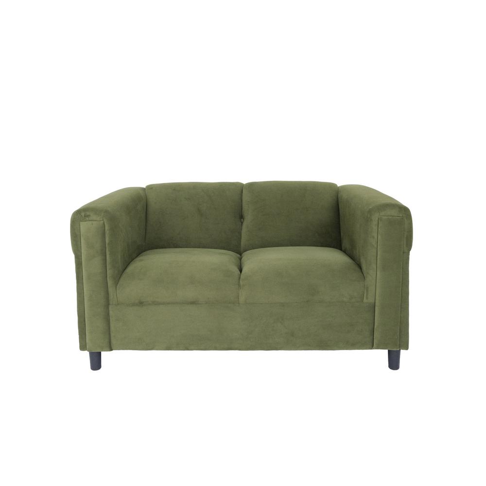 54" Green and Black Microsuede Love Seat. Picture 1