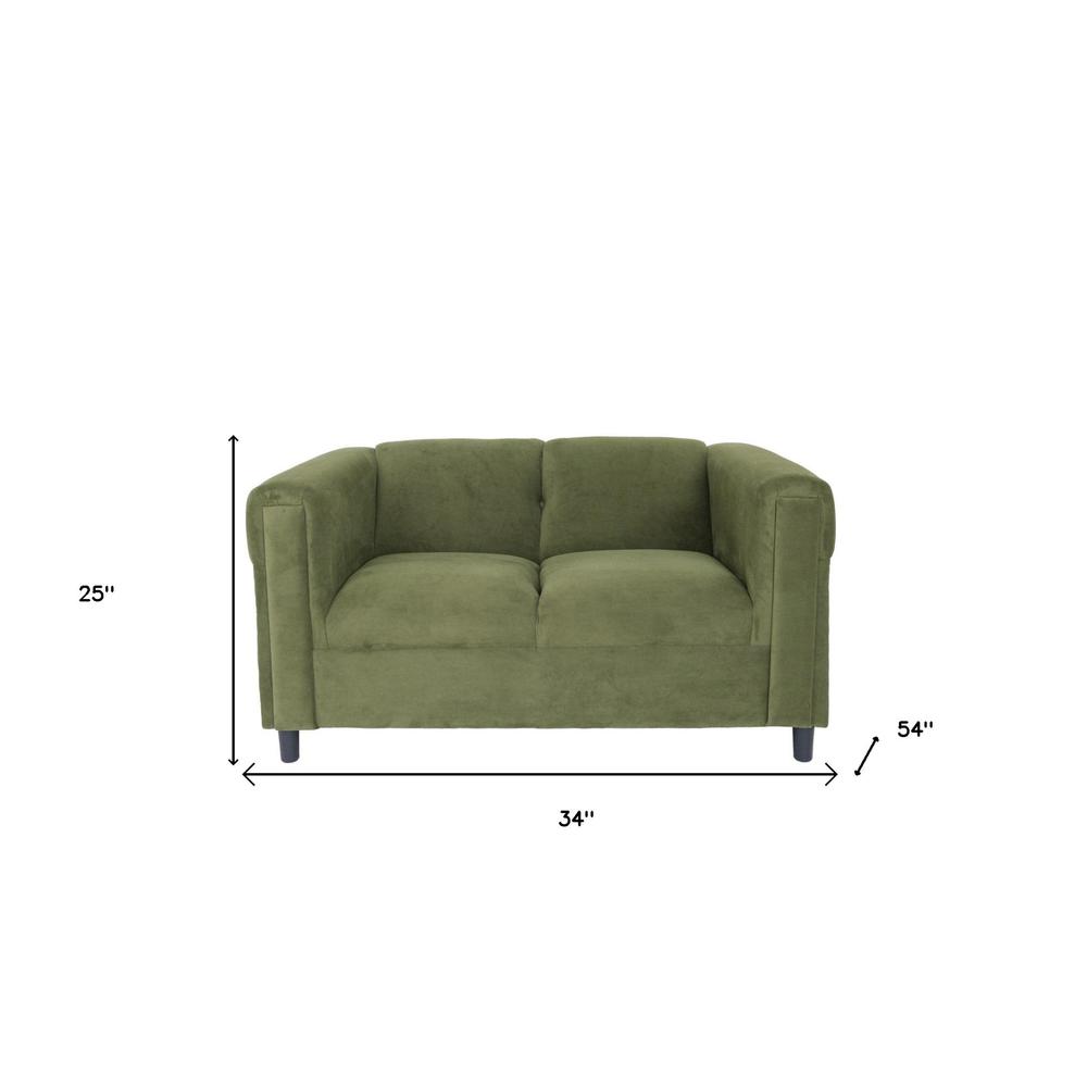 54" Green and Black Microsuede Love Seat. Picture 4
