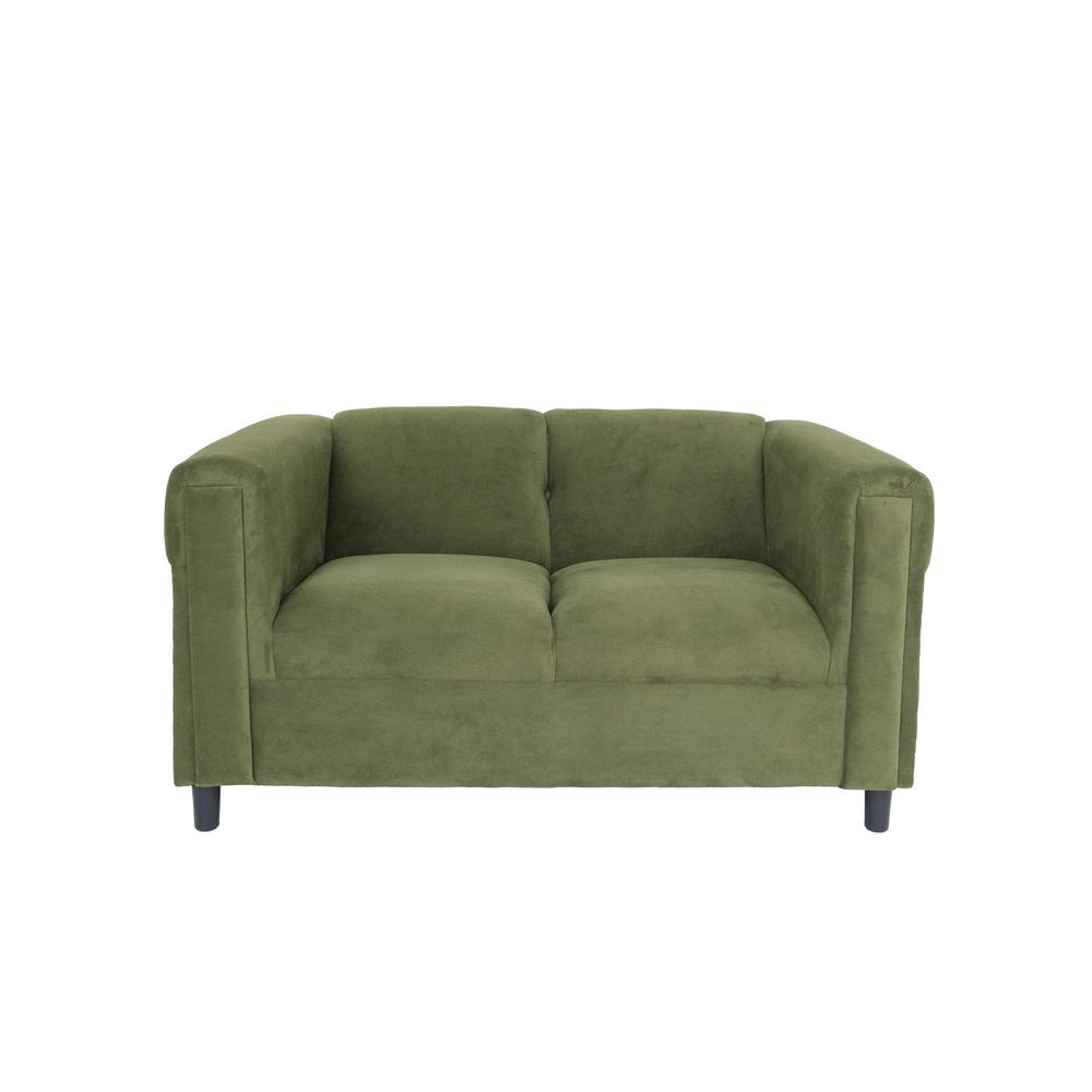 54" Green and Black Microsuede Love Seat. Picture 3