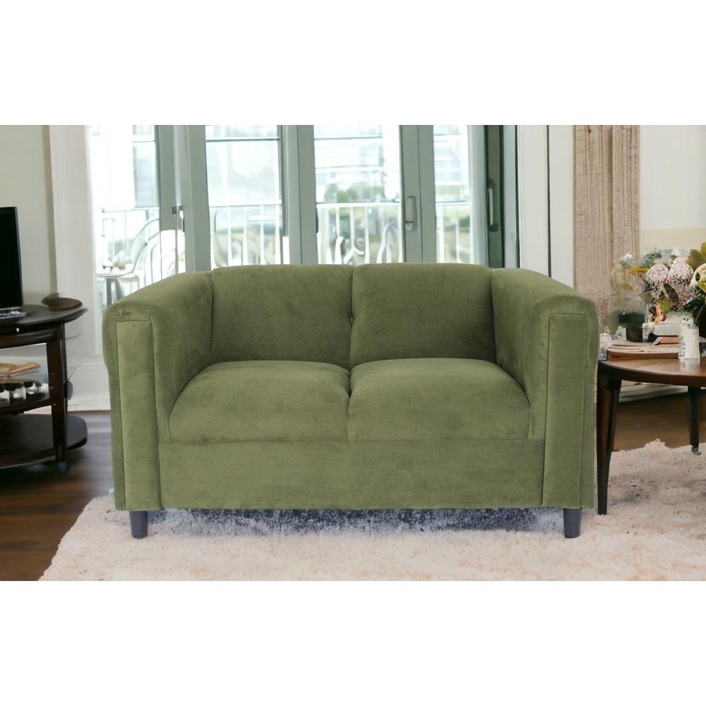 54" Green and Black Microsuede Love Seat. Picture 5