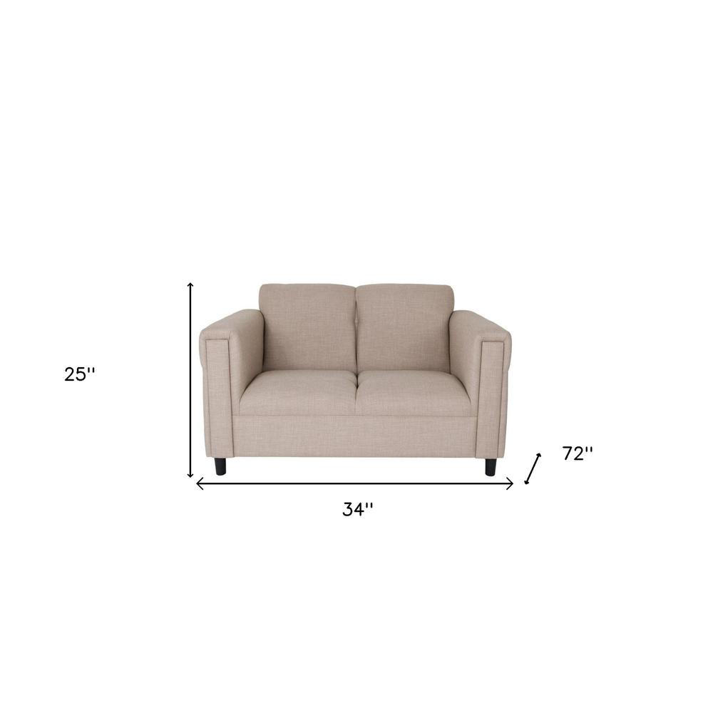 72" Deep Taupe and Black Polyester Blend Love Seat. Picture 4
