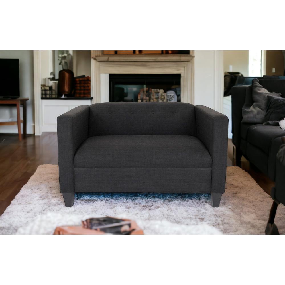 80" Black and Dark Brown Polyester Blend Love Seat. Picture 5