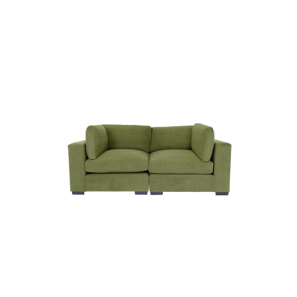 84" Forest Green and Dark Brown Love Seat. Picture 3