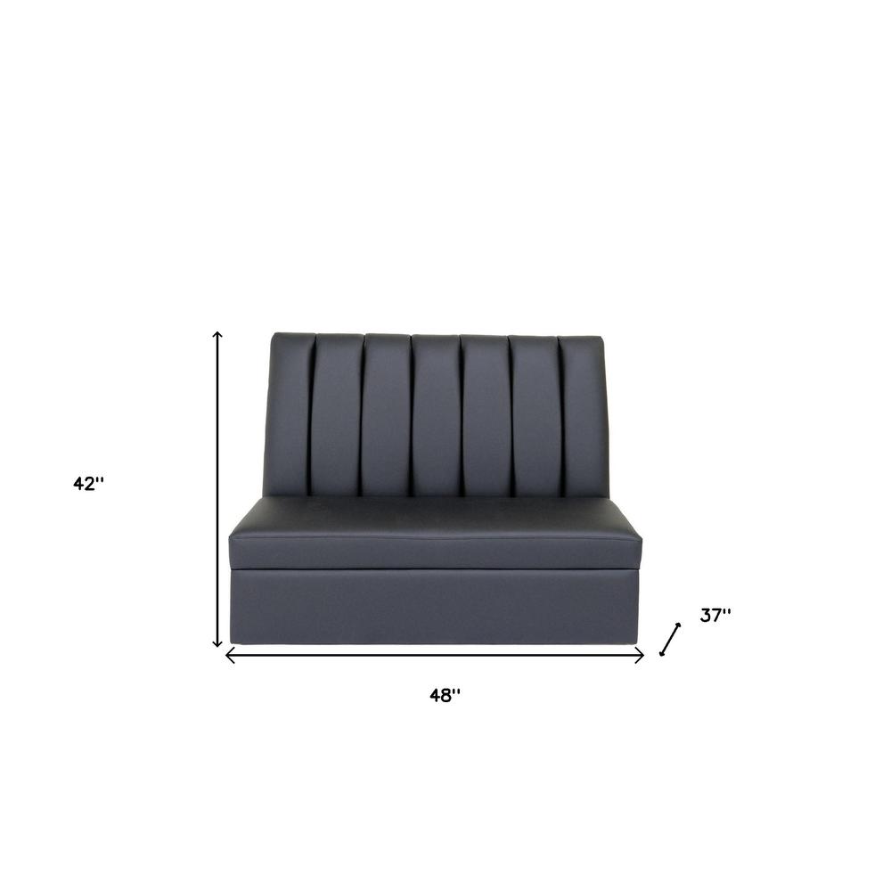 48" Black Faux Leather Armless Love Seat. Picture 4