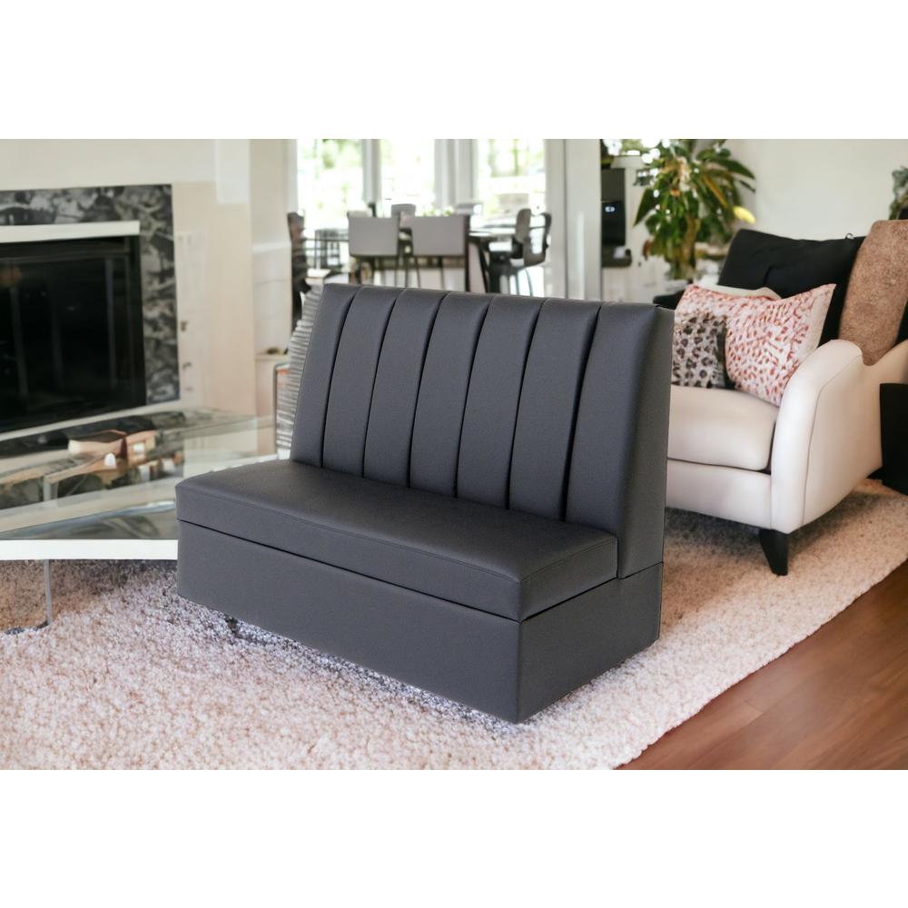 48" Black Faux Leather Armless Love Seat. Picture 5