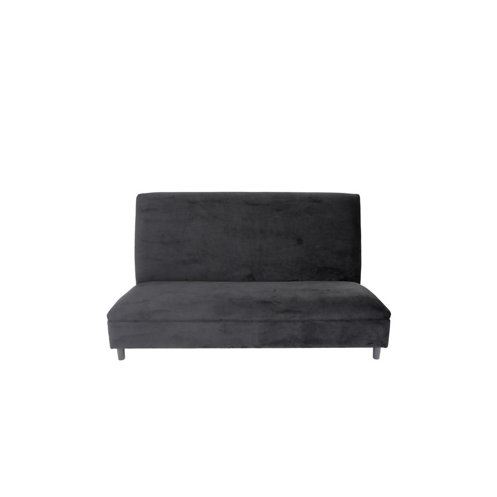 34" Black and Silver Velvet Love Seat. Picture 2