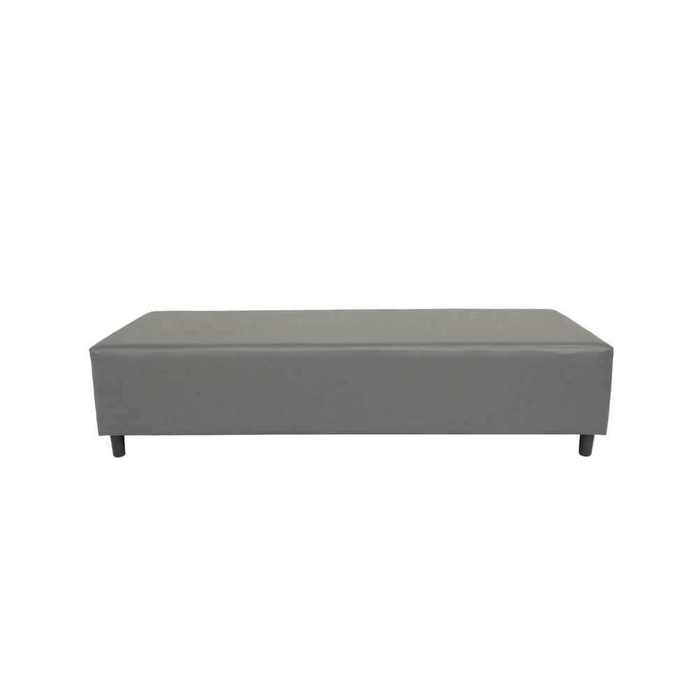 72" Gray and Black Upholstered Genuine Leather Bench. Picture 1