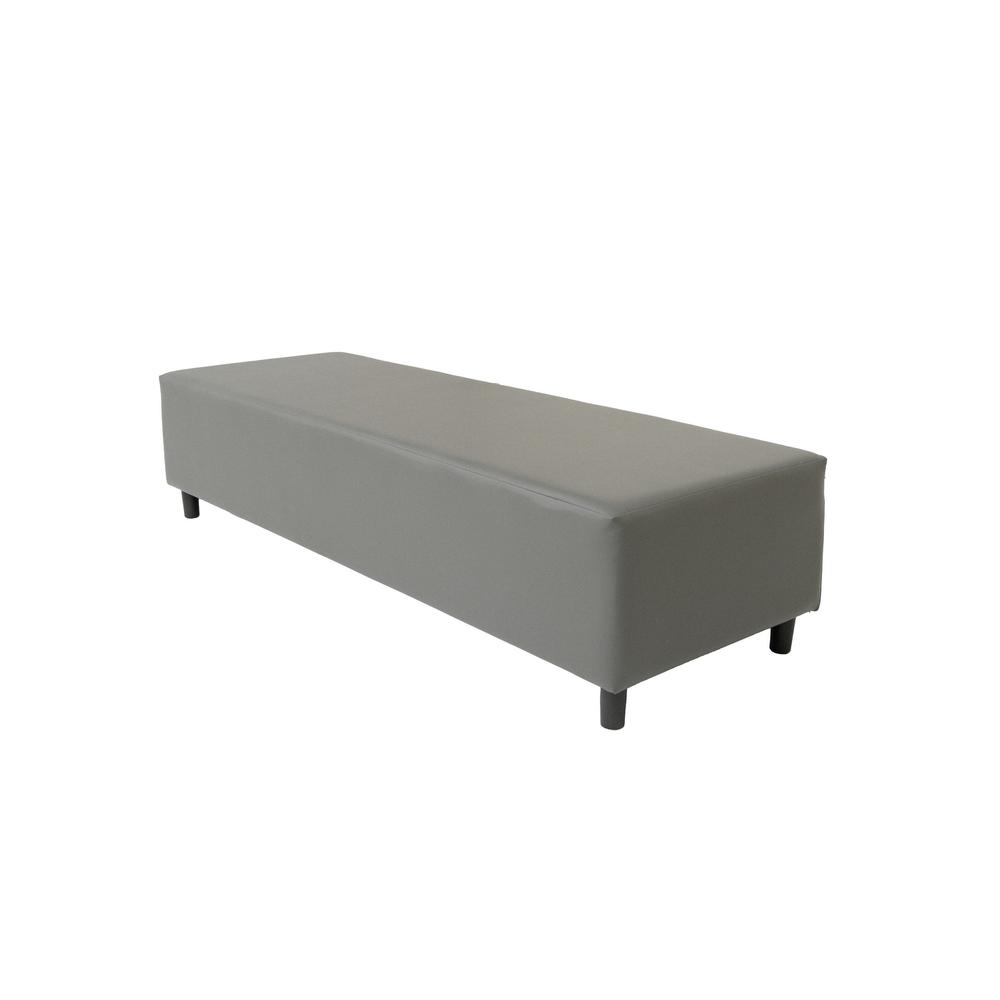 72" Gray and Black Upholstered Genuine Leather Bench. Picture 5