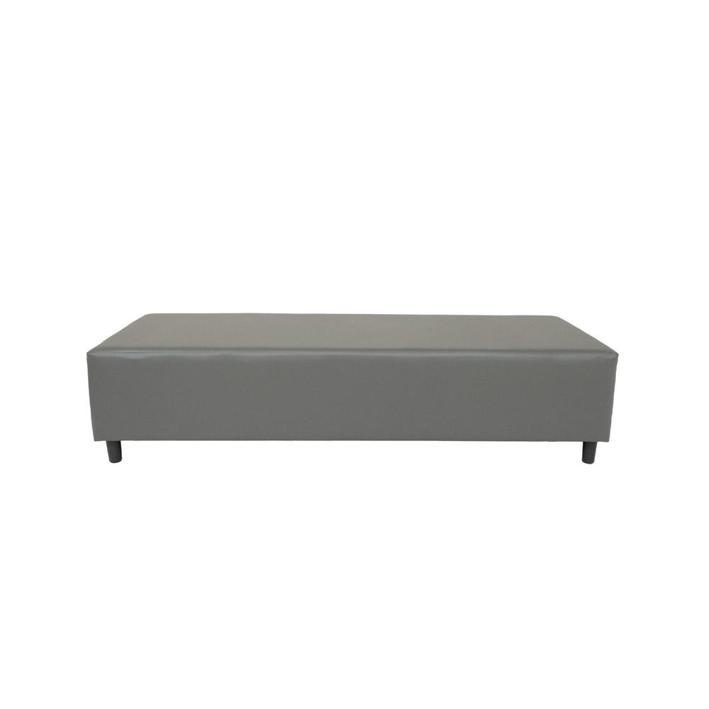 72" Gray and Black Upholstered Genuine Leather Bench. Picture 6