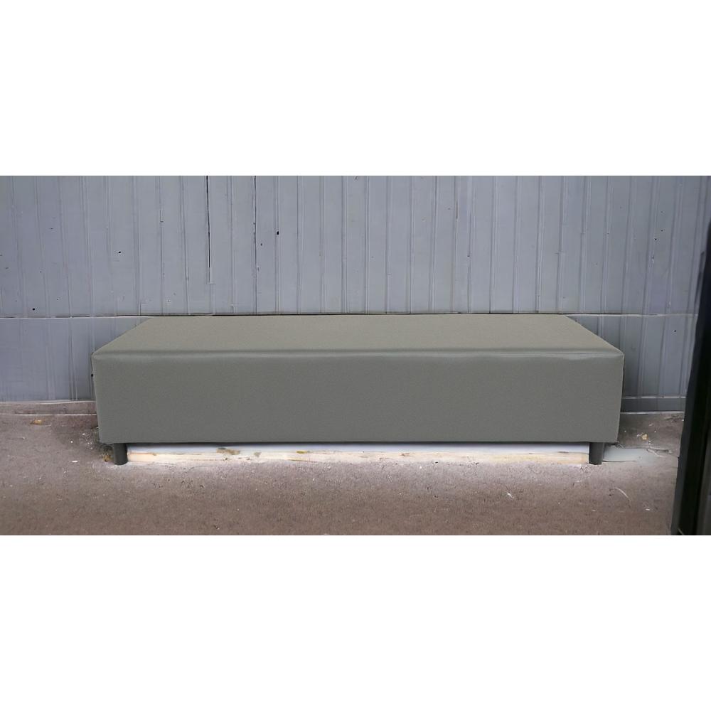 72" Gray and Black Upholstered Genuine Leather Bench. Picture 4