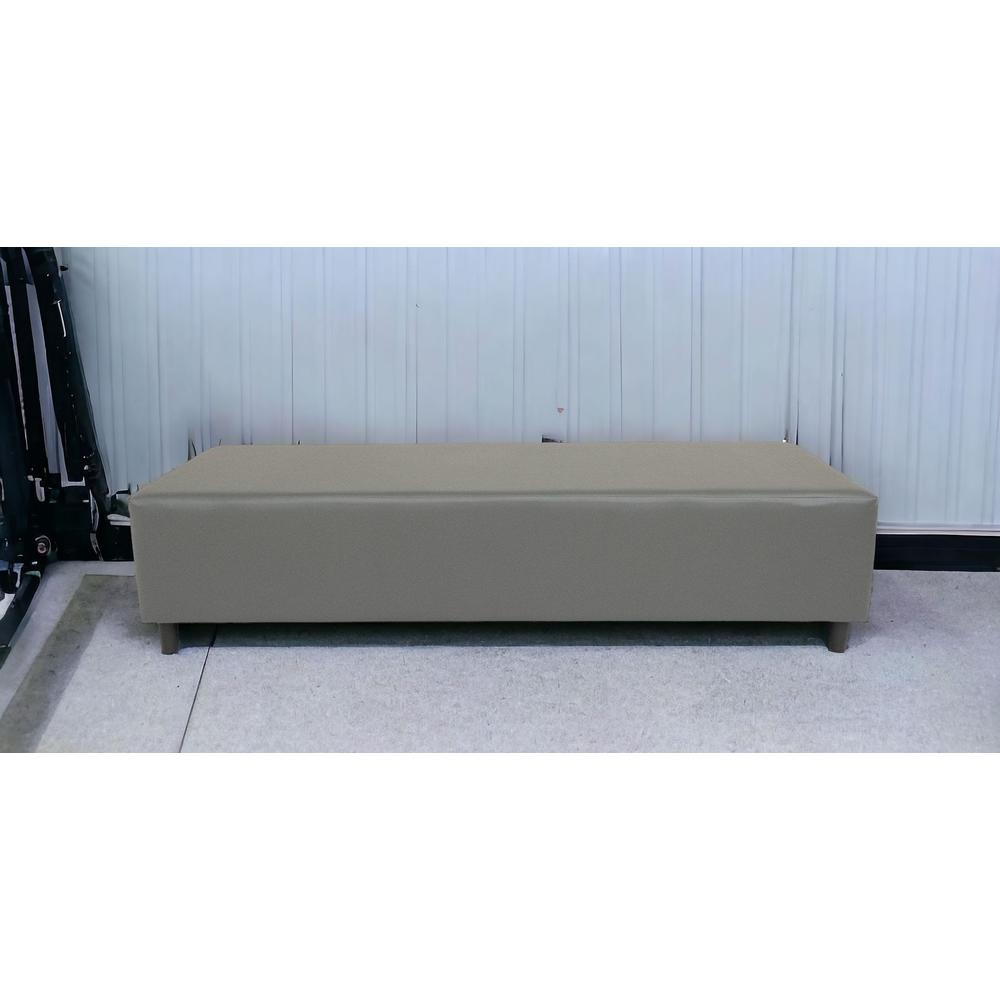 72" Gray and Black Upholstered Genuine Leather Bench. Picture 2