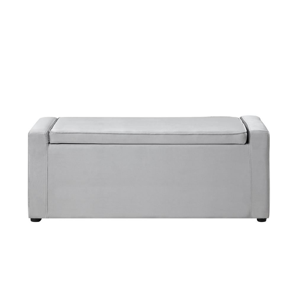 47" Gray and Black Upholstered Velvet Bench with Flip top, Shoe Storage. Picture 1