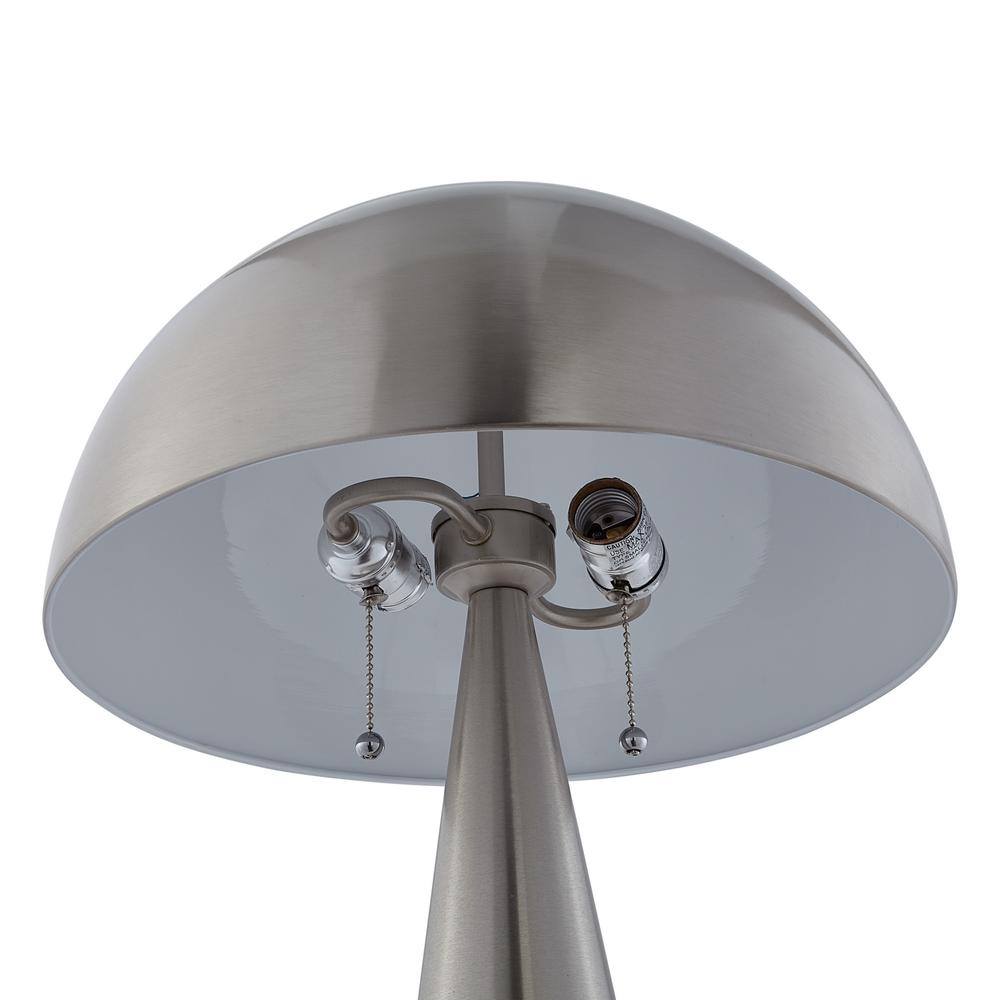 24" Gray Iron Usb Table Lamp With Gray Dome Shade. Picture 4