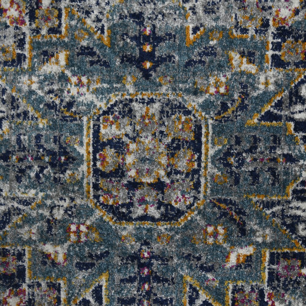 8' Gray Medallion Power Loom Runner Rug. Picture 3