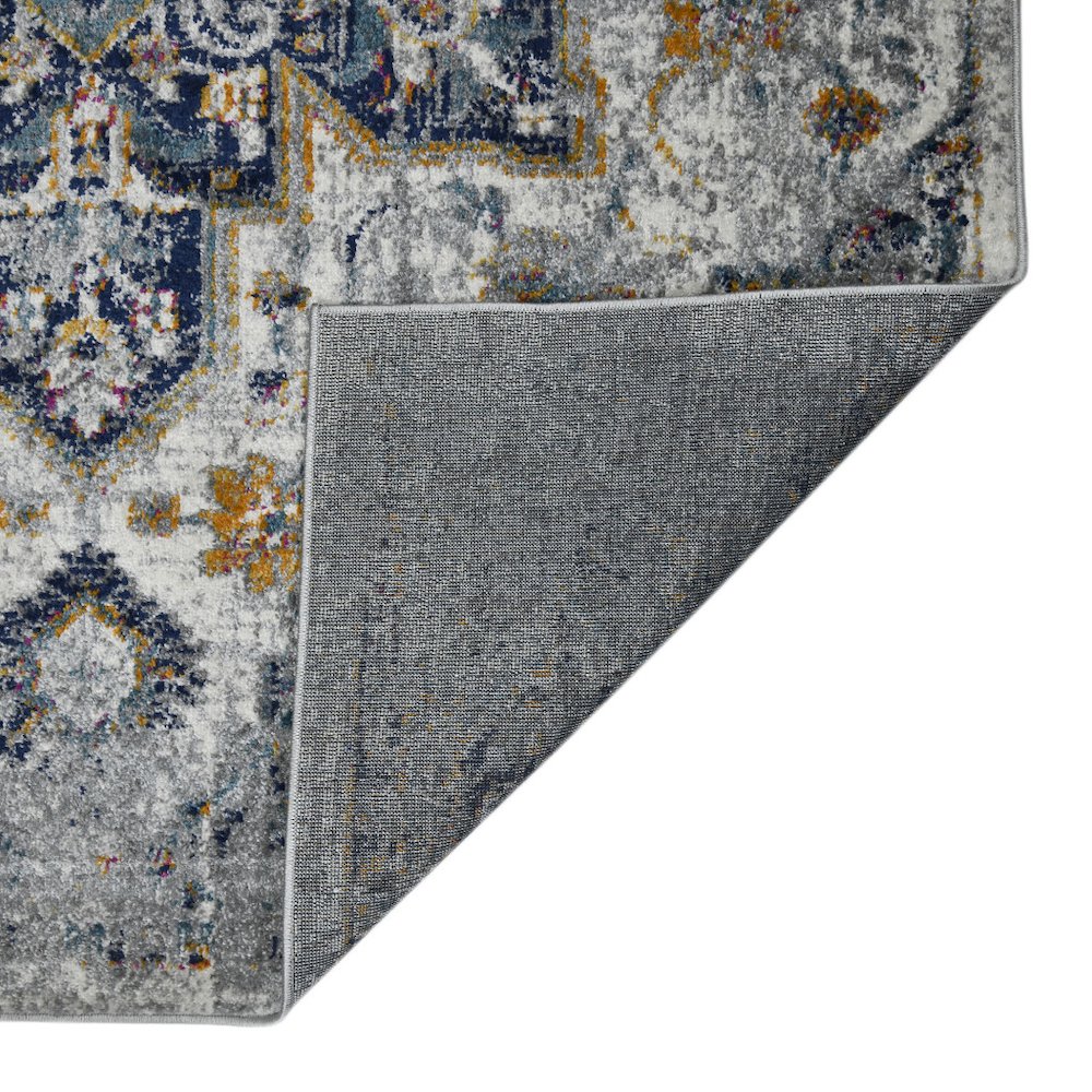 8' Gray Medallion Power Loom Runner Rug. Picture 7