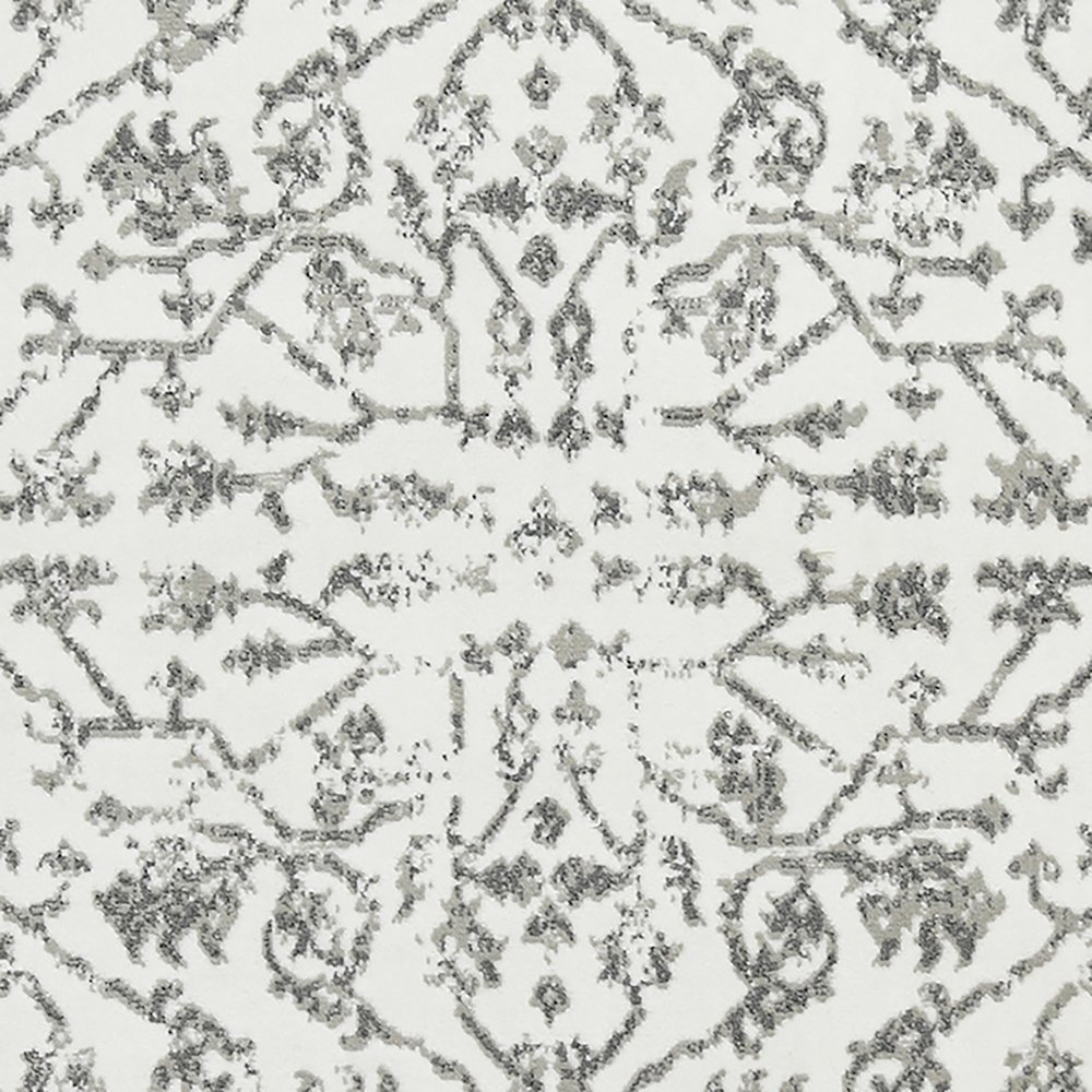 2' X 3' Light Gray Floral Power Loom Area Rug With Fringe. Picture 7