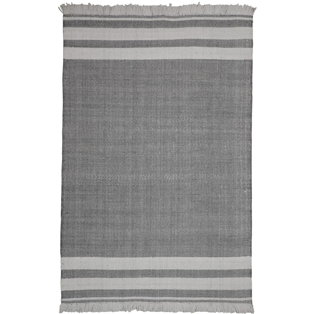 5' x 7' Gray Striped Handmade Stain Resistant Non Skid Indoor Outdoor Area Rug. Picture 1