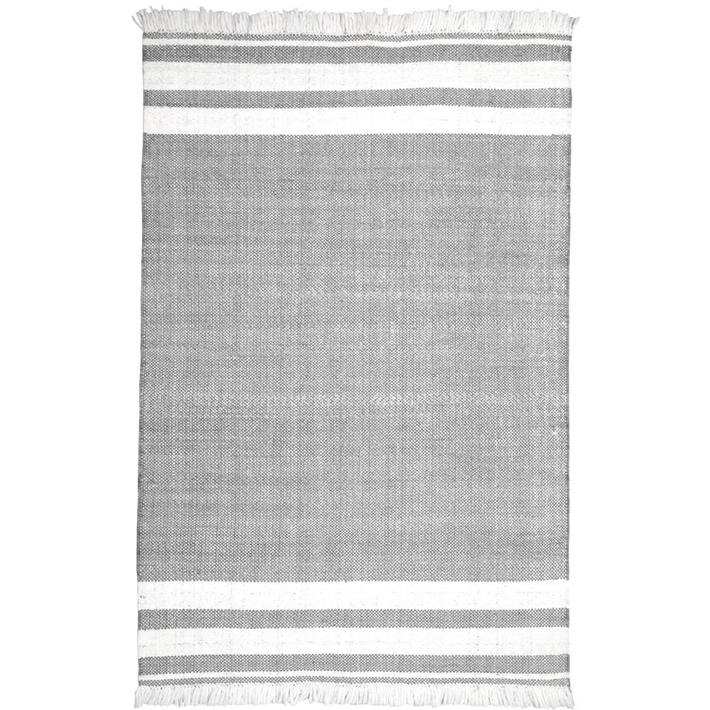 5' x 7' Gray Striped Handmade Stain Resistant Non Skid Indoor Outdoor Area Rug. Picture 1