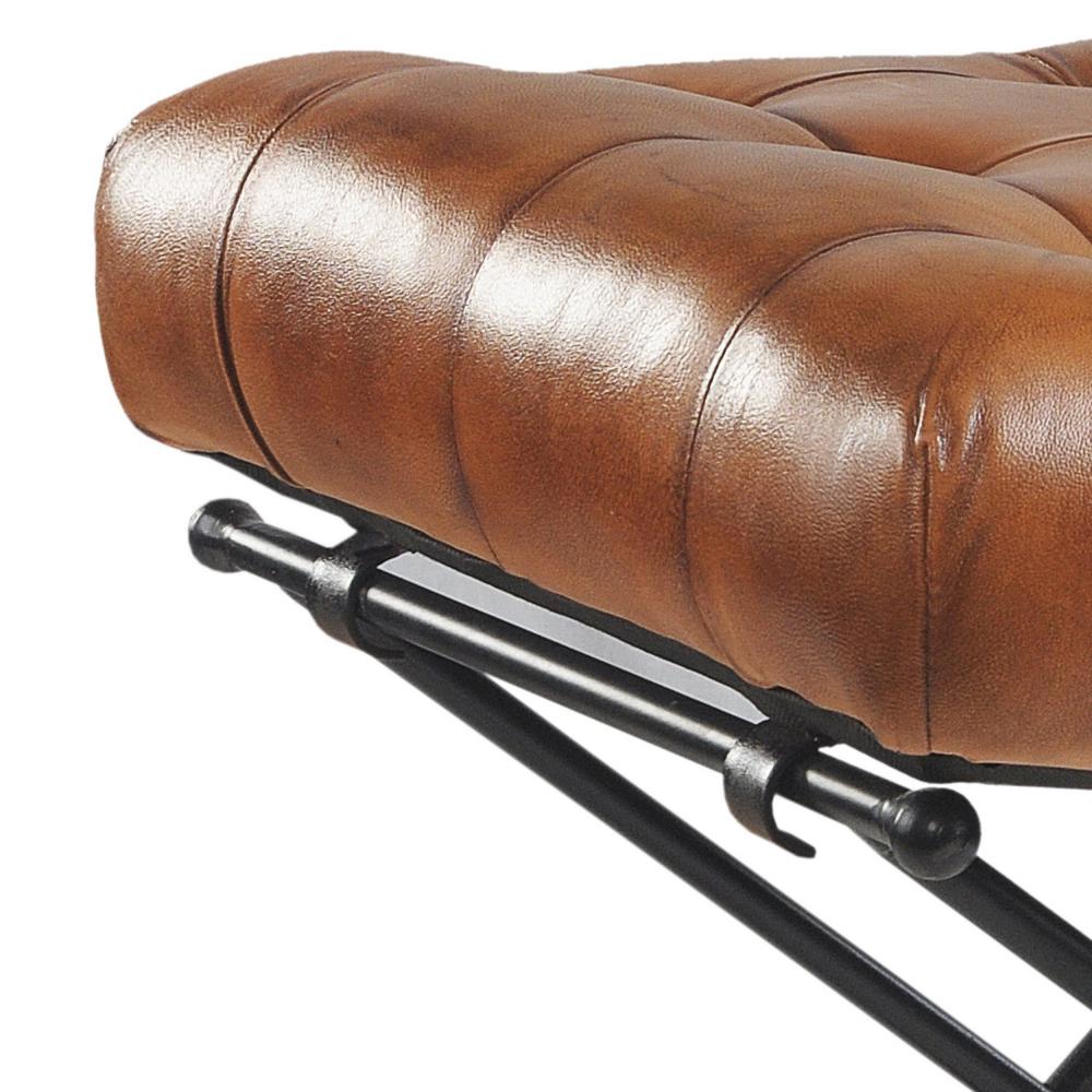 14" Brown Faux leather Footstool Ottoman. Picture 6