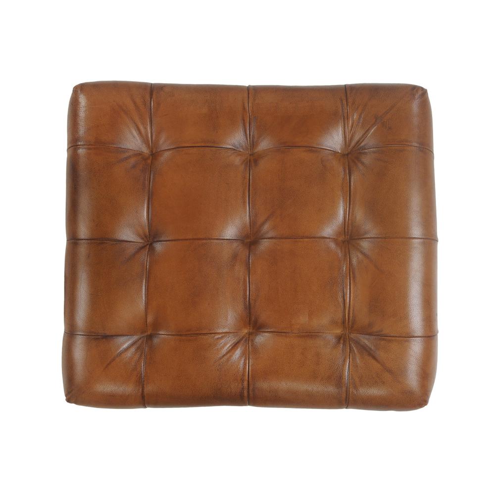 14" Brown Faux leather Footstool Ottoman. Picture 3