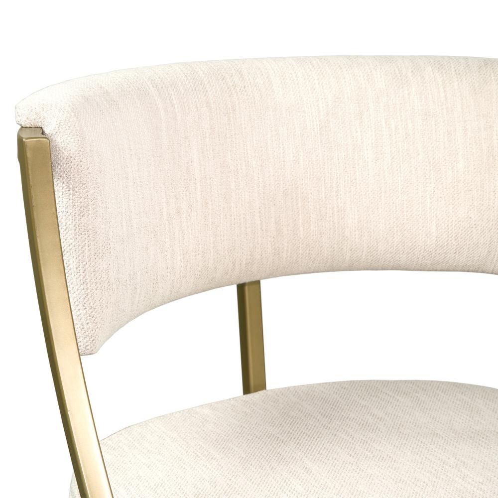 30" Beige And Antiqued Brass Steel Low Back Bar Height Bar Chair With Footrest. Picture 6