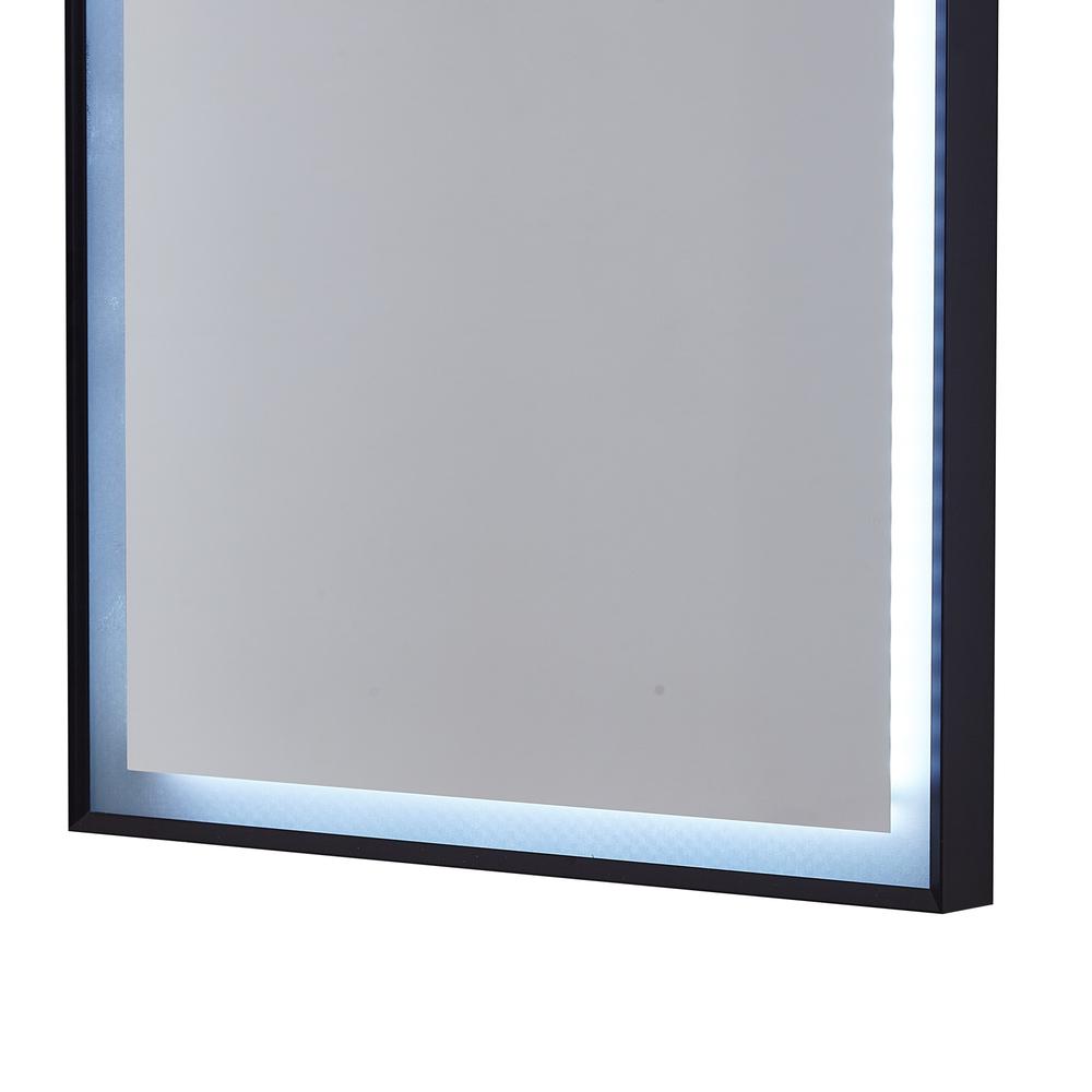 Black Lighted Rectangle Accent Framed Mirror. Picture 3