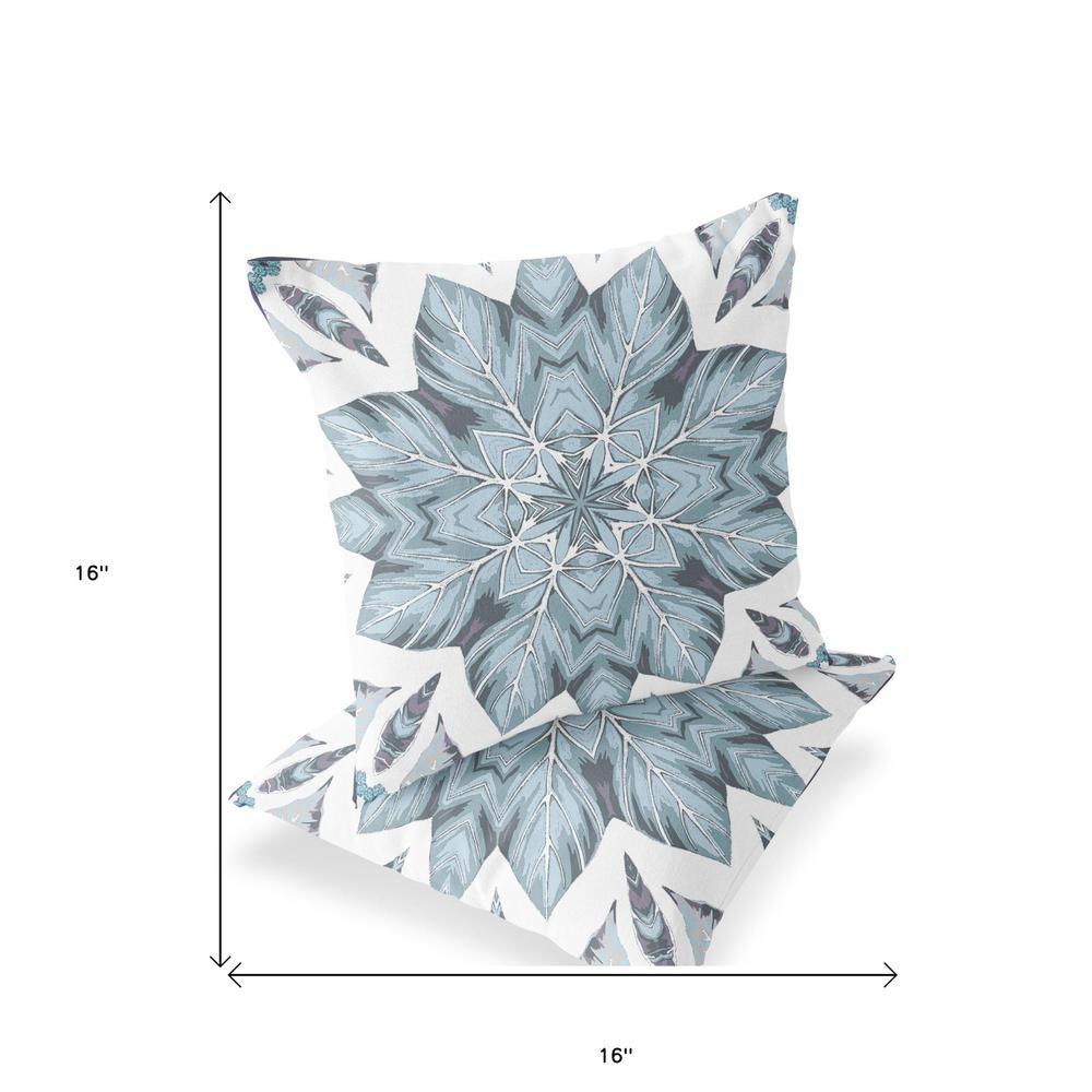 Blue, White Blown Seam Eclectic Indoor Outdoor Throw Pillow. Picture 5