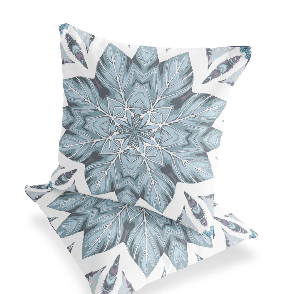 Blue, White Blown Seam Eclectic Indoor Outdoor Throw Pillow. Picture 4