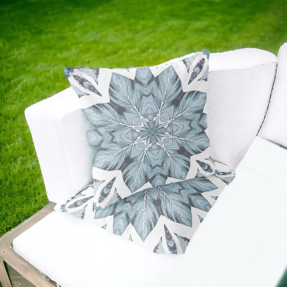 Blue, White Blown Seam Eclectic Indoor Outdoor Throw Pillow. Picture 2