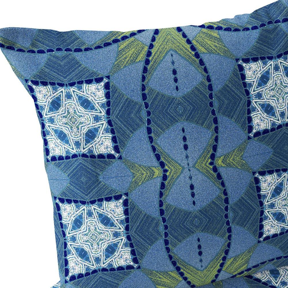 Blue, Yellow Blown Seam Eclectic Indoor Outdoor Throw Pillow. Picture 5