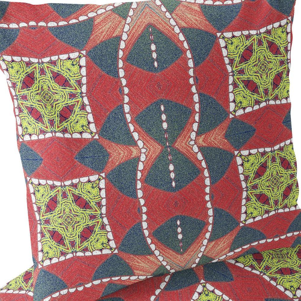 Gray, Red Blown Seam Geometric Indoor Outdoor Throw Pillows. Picture 5