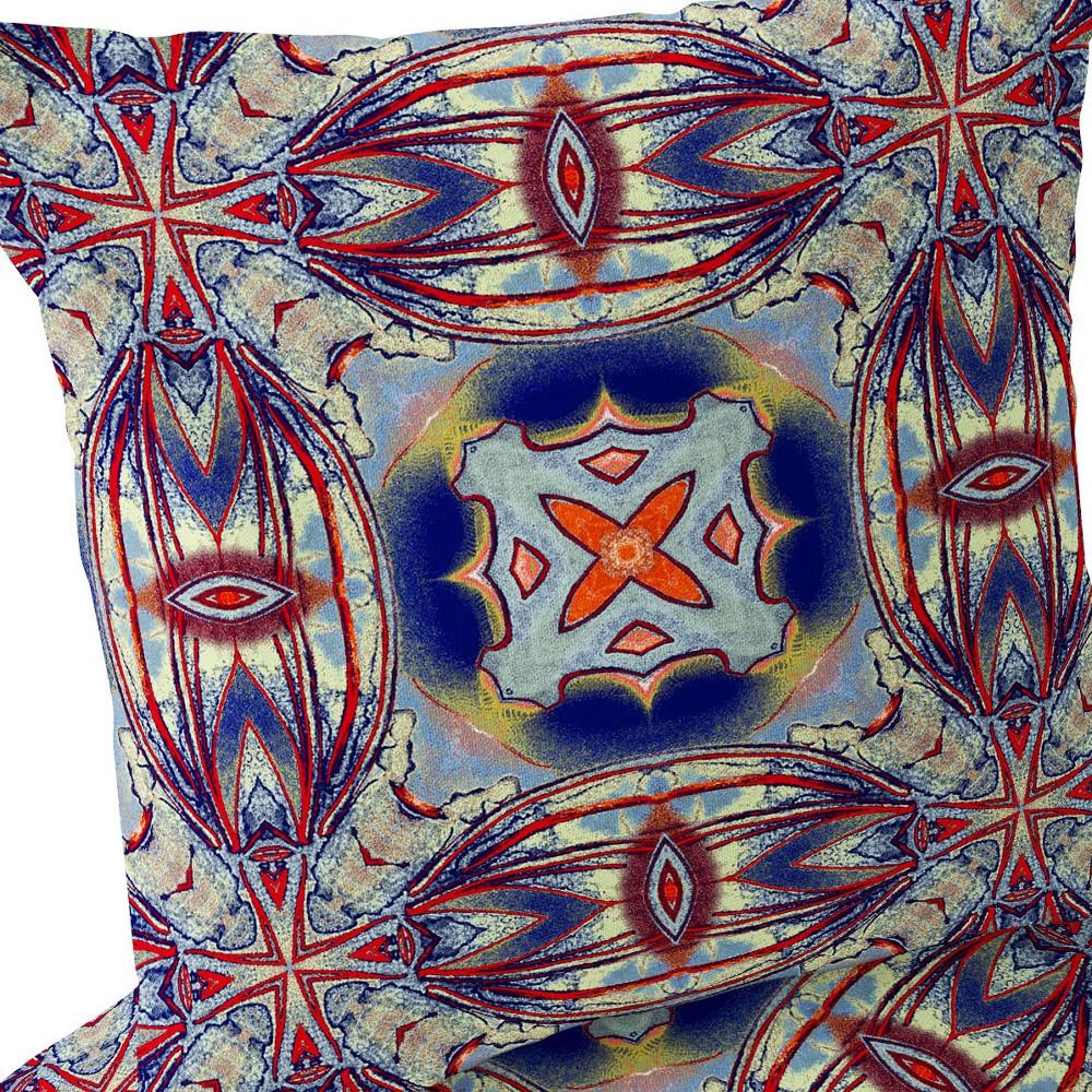 Set of Two 16" X 16" Gray, Orange Blown Seam Floral Indoor Outdoor Throw Pillow. Picture 7