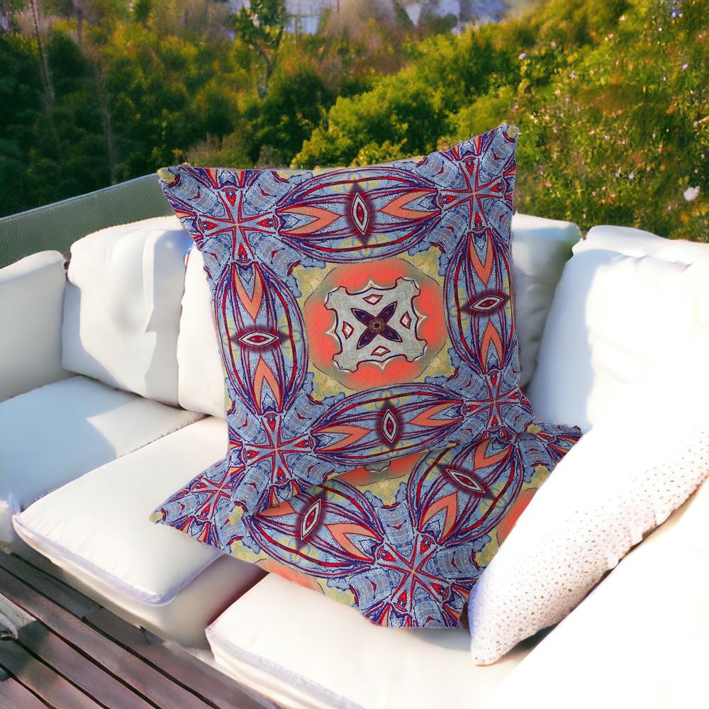 Set of Two 16" X 16" Blue, Purple Blown Seam Floral Indoor Outdoor Throw Pillow. Picture 2