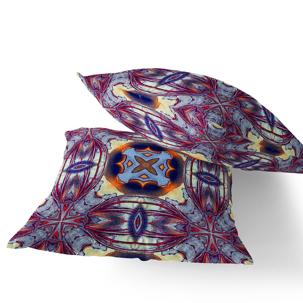 Set of Two 16" X 16" Blue, Purple Blown Seam Floral Indoor Outdoor Throw Pillow. Picture 4